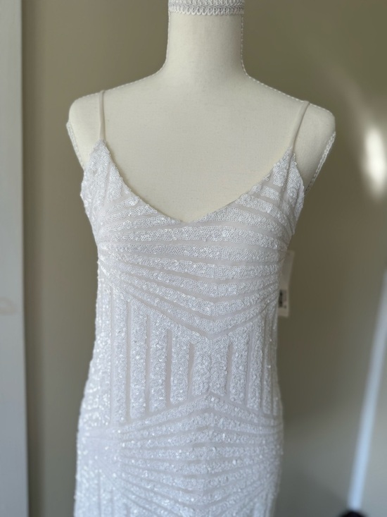 Aqua Dresses & Skirts - NEW Aqua mini dress White Sequin Spaghetti Straps wedding bride bridal engagemen